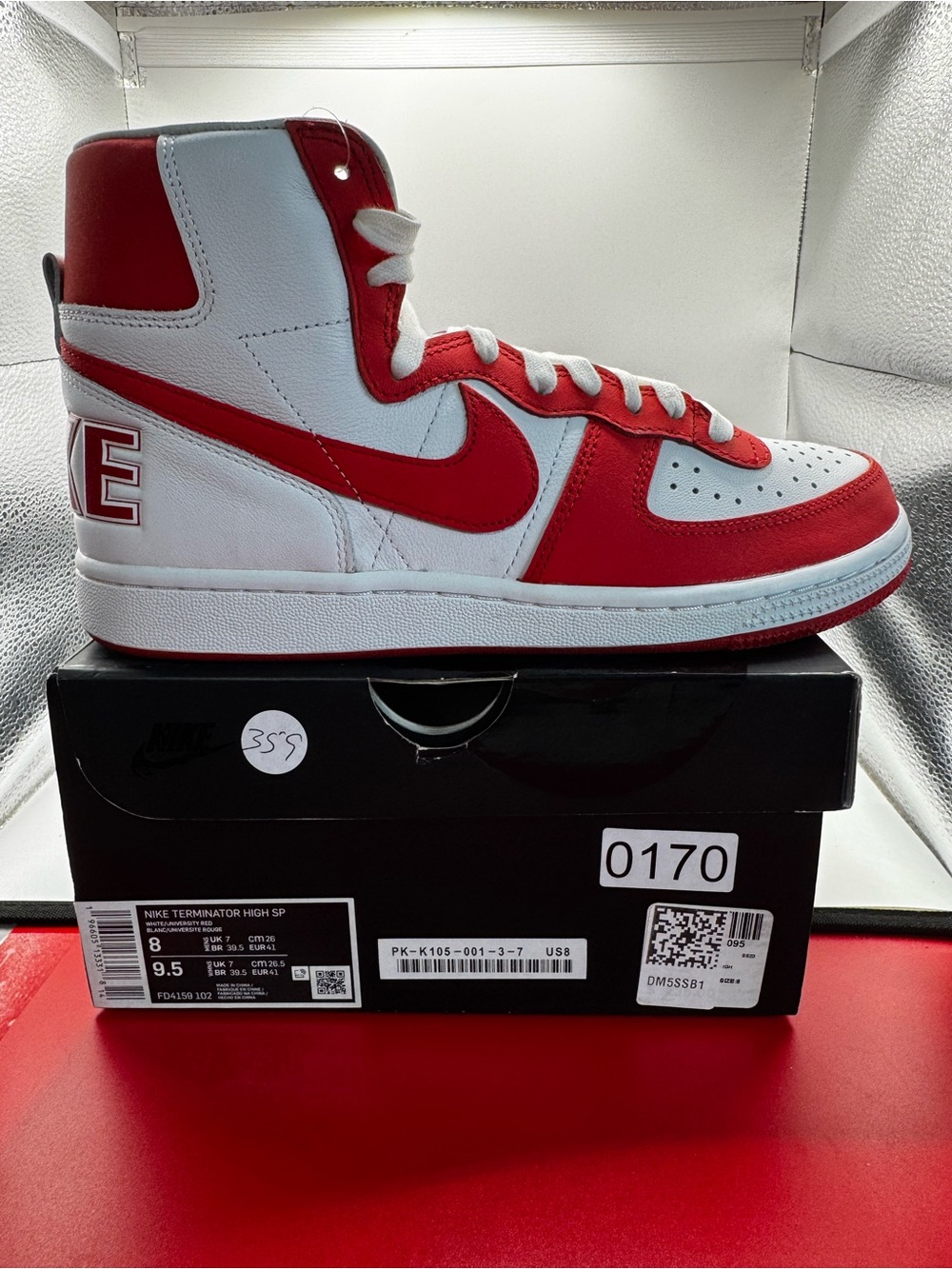 Comme des Garcons Nike Terminator High SP CDG Red White Men Size 8 FD4159-102 NI
